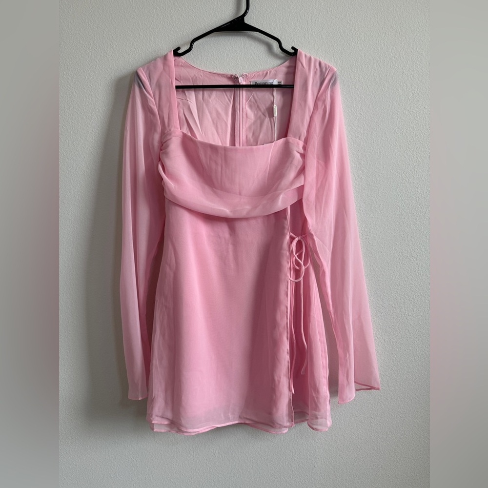 Beginning Boutique Baby Pink Long Sleeve Mini Dress